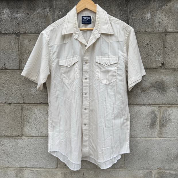 90s 랭글러 빈티지 스트라이프 웨스턴 반팔 셔츠 xl