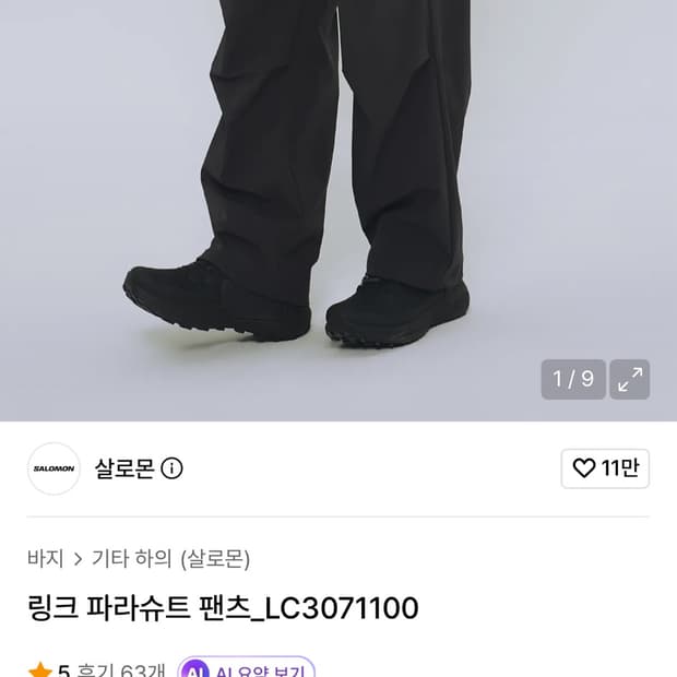 살로몬 파라슈트 팬츠L 새상품