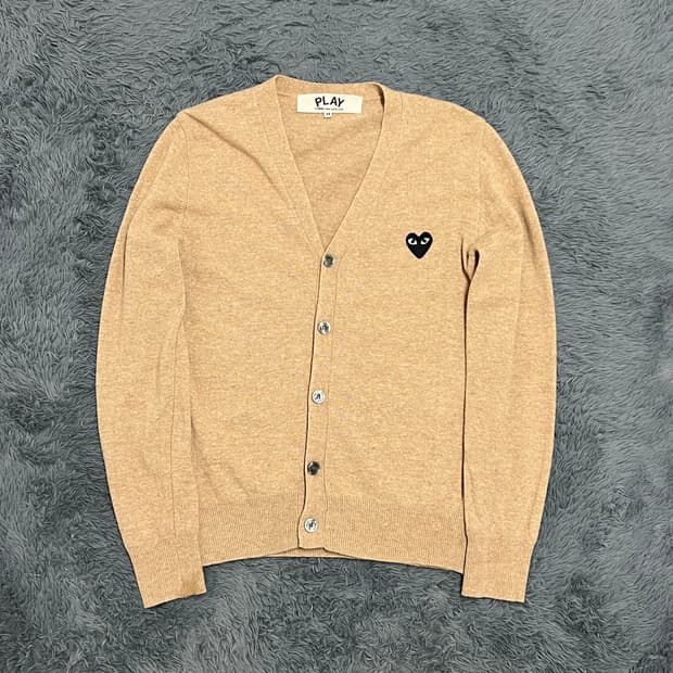 꼼데가르송 베이지 울 니트 가디건 M