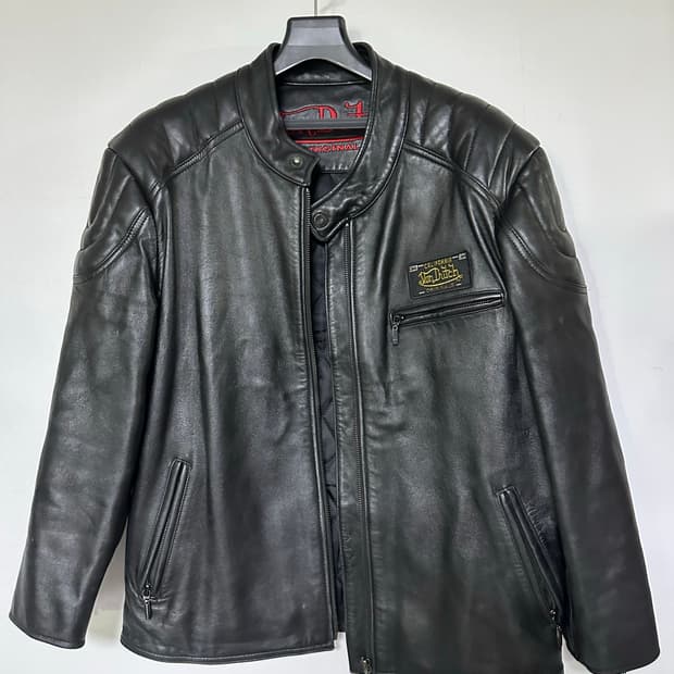 Von Dutch 가죽 라이더 자켓 블랙 100