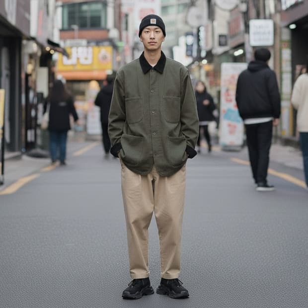 유니클로 옥스포드 헤비 하프워크 자켓