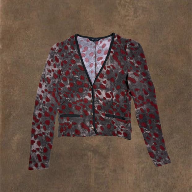 빈티지 레드 도트 가디건