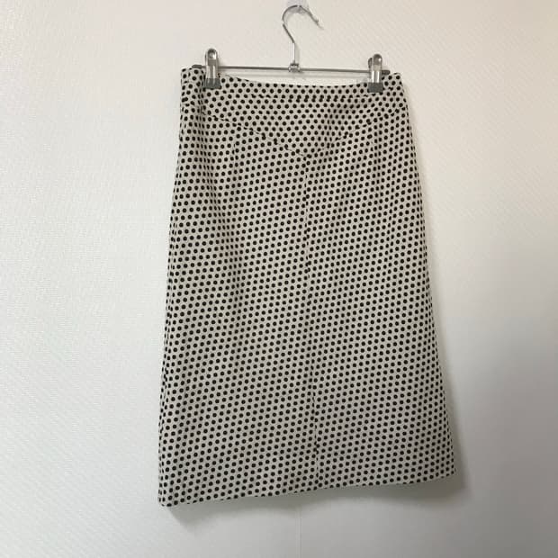 dot slim black daily mid skirt 