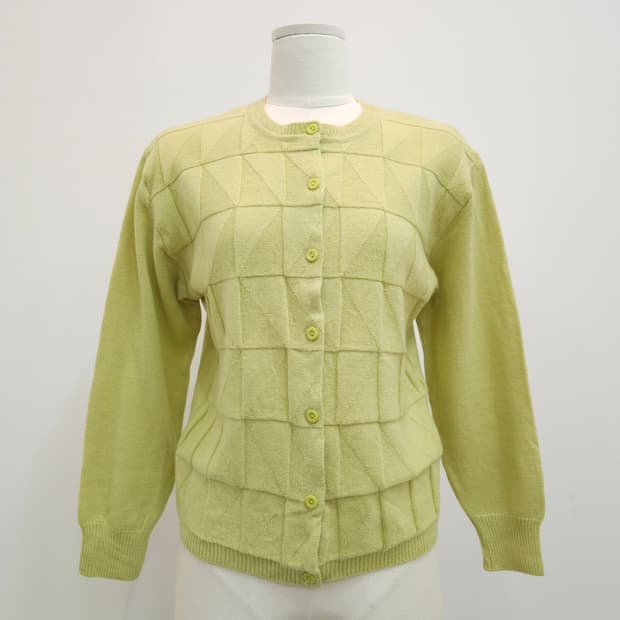 울100% 입체패턴 라임 니트 가디건 