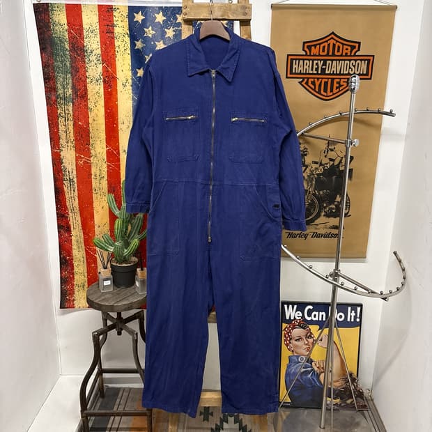 80~90s 프렌치 워크웨어 코튼트윌 커버올 점프수트 N982