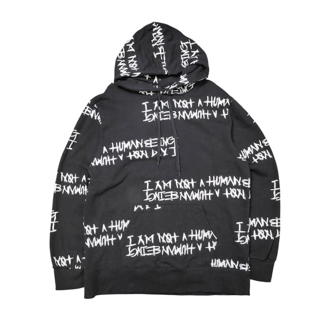 아임낫어휴먼비잉 레터링 멀티로고 후드티