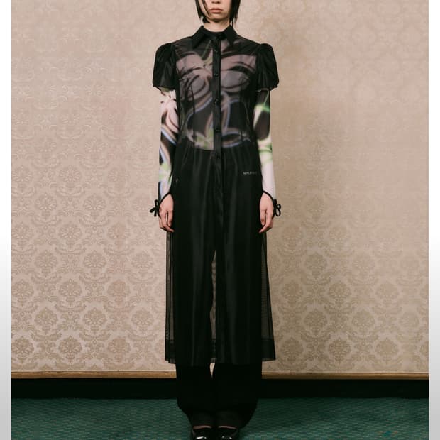 민주킴 SLIM-FIT SHEER SHIRT Dress Black