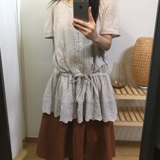deep orange tuck flare skirt