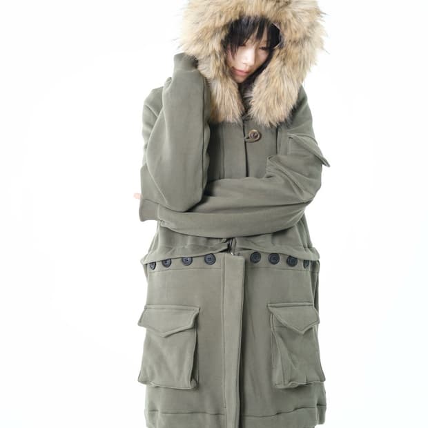 Oshigh 2way Fur Hood Zip Up Khaki 구해요