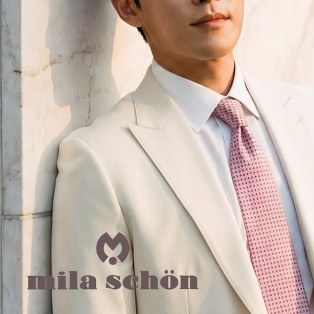 밀라숀 실크 핑크 도트 패턴 넥타이 8.1cm A~B등급 A19727