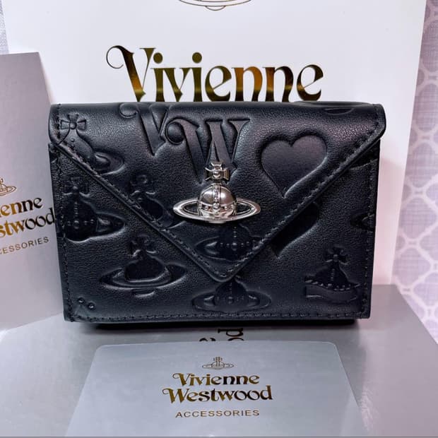비비안웨스트우드 아카이브 무광 블랙 레더 실버 orb 하프월렛 반지갑