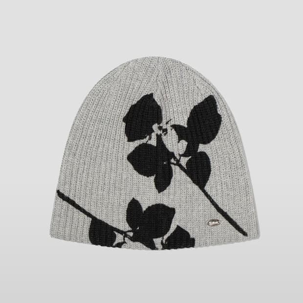 플라워 그래픽 비니 그레이