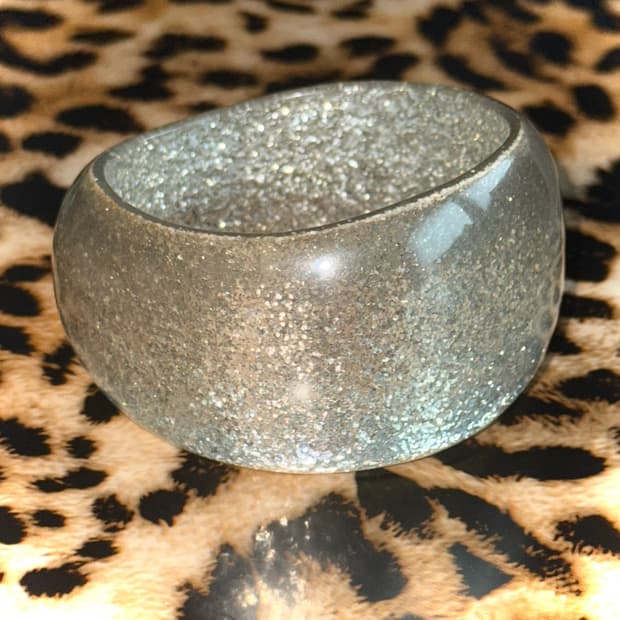 일본 시부야 갸루 실버 빅 글리터 뱅글 팔찌