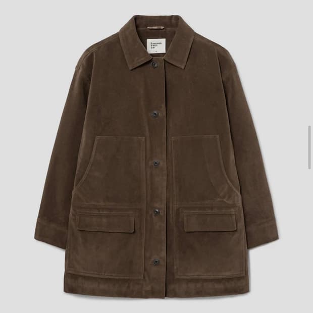 8세컨즈 패딩 안감 인조 스웨이드 하프 코트/ 새상품