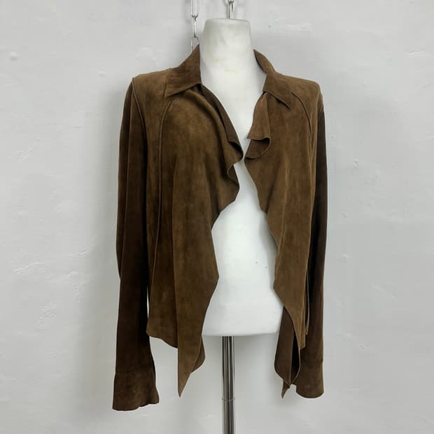 Suede Drape Open Jacket