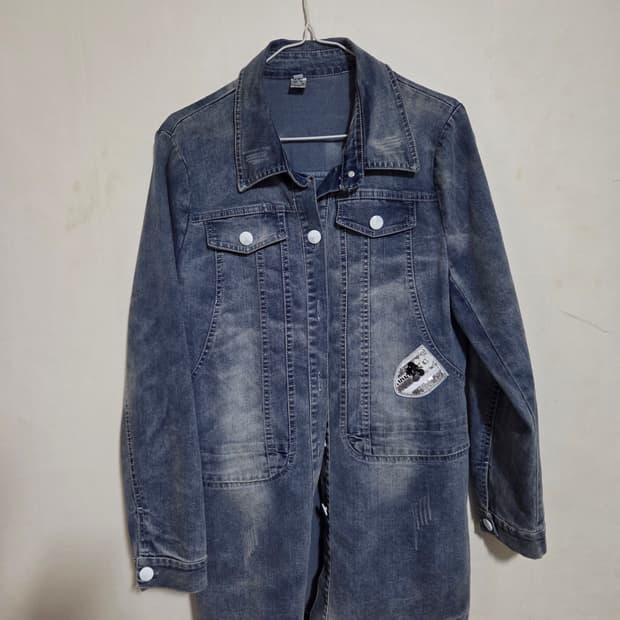 XXL 파란색 데님 롱 자켓