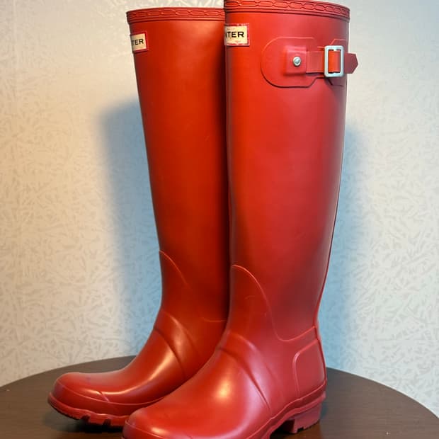 빈티지 헌터 레인부츠 레드
