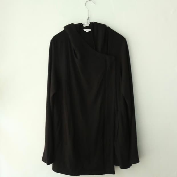 헬무트랭 드레이프 사선 후드 자켓 블랙