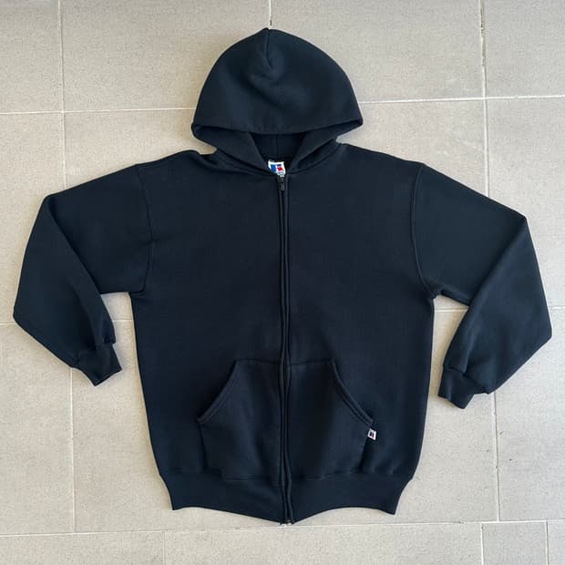 90s 빈티지 러셀 후드집업 블랙 XL USA