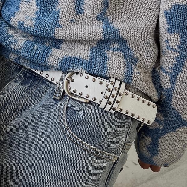 [Unisex]더블 스터드 웨스턴 찡 벨트