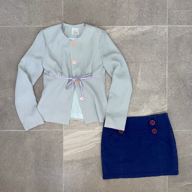 Mint purple houndtooth summer tweed jk