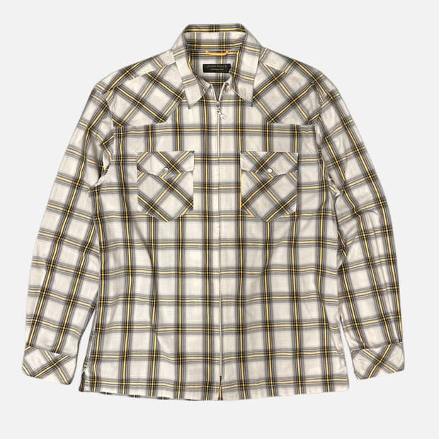 western check zip-up shirt