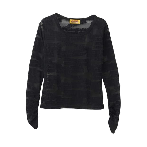 히스테릭 글래머 타입 로고 자카드 치비 티셔츠 블랙