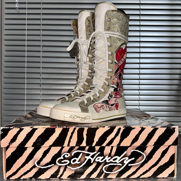 00s 데드스톡 새상품 에드하디 타투 스니커즈 부츠