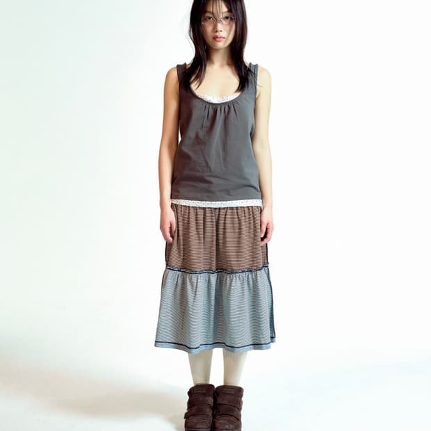 코이세이오 DUDU LAYERED SLEEVELESS CHARCOAL