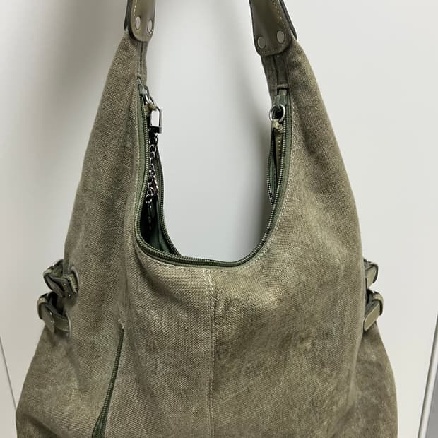 빈티지 카키 숄더백