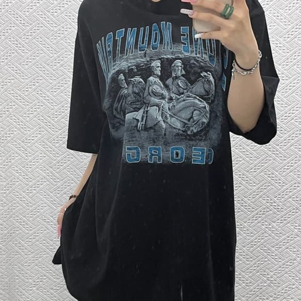빈티지 USA 레트로 90s 스톤마운틴 프린팅 반팔티 XL C13267