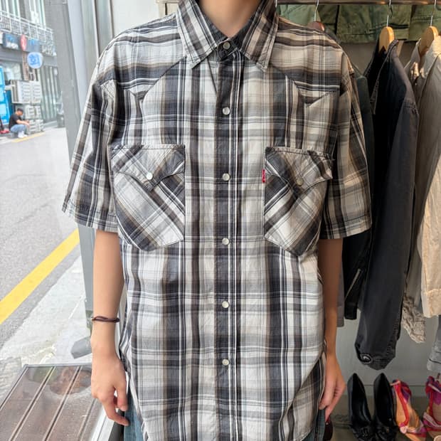 Levi's Red Tab 체크 반팔 셔츠 XL