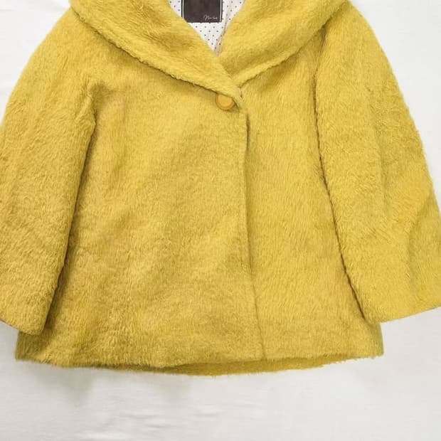 노란색 머스타드 숏코트 모리걸 러블리 일본빈티지