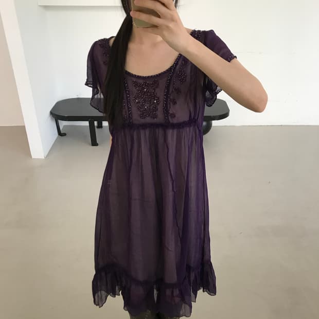 vintage purple beads one-piece