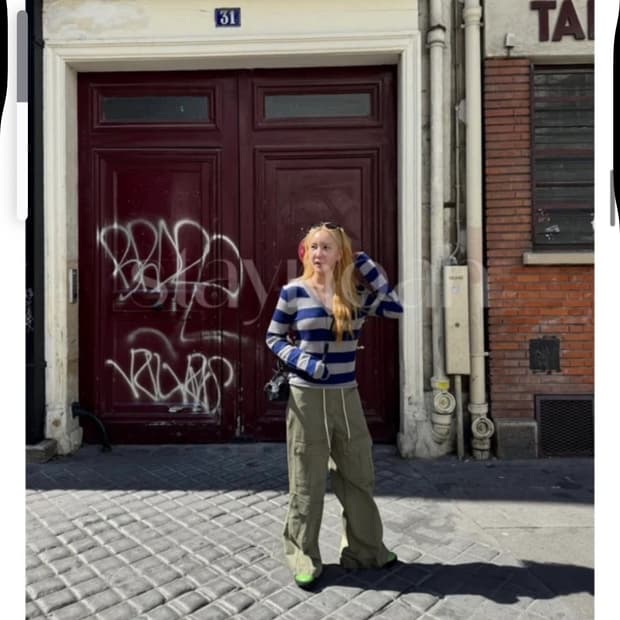 에그이즈 스트라이프 니트