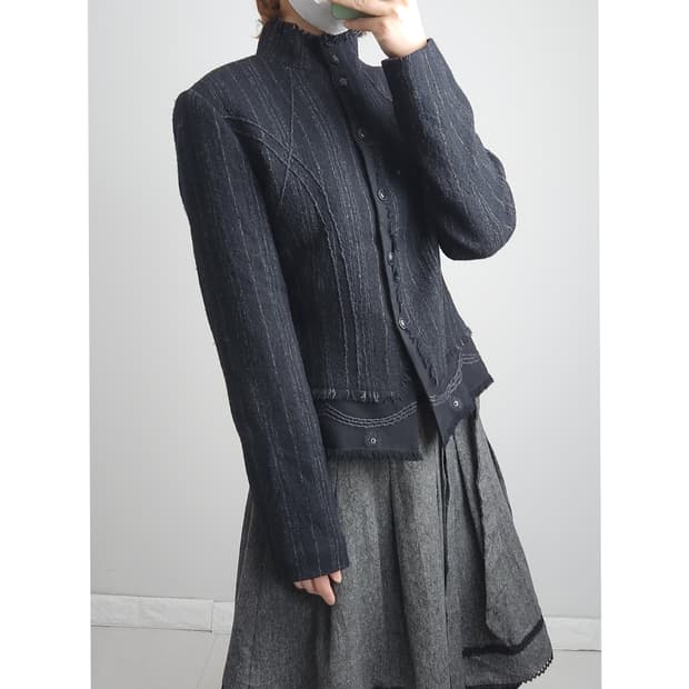 라인 수술 울 자켓