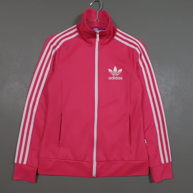 여성 90) 아디다스 유로파 져지 희귀 핑크 벨벳 로고 트랙탑 져지 자켓