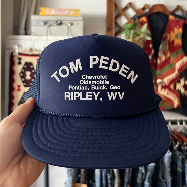USA 빈티지 TOM PEDEN 네이비 트러커 캡