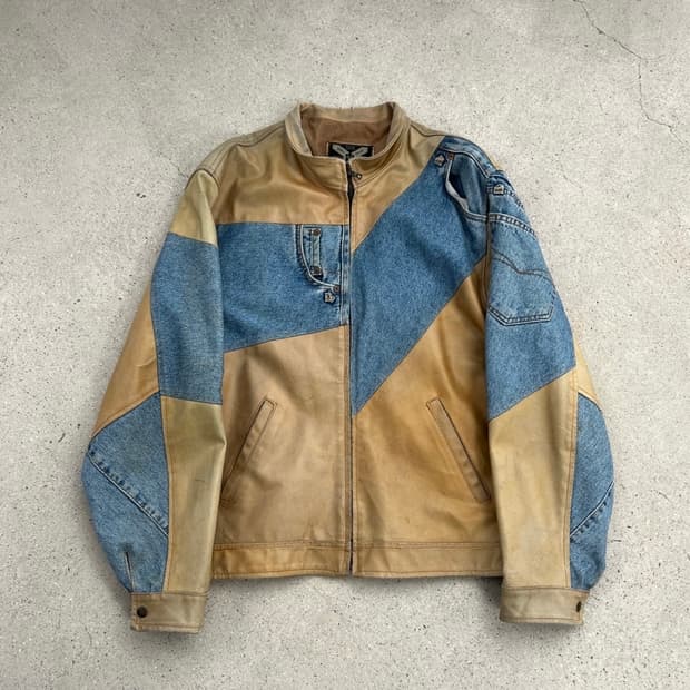 빈티지 90s 이태리 메이드 데님 / 레더 자켓 