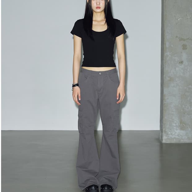 M)헬레네파리스 피그먼트 부츠컷 카고팬츠 스모크 그레이