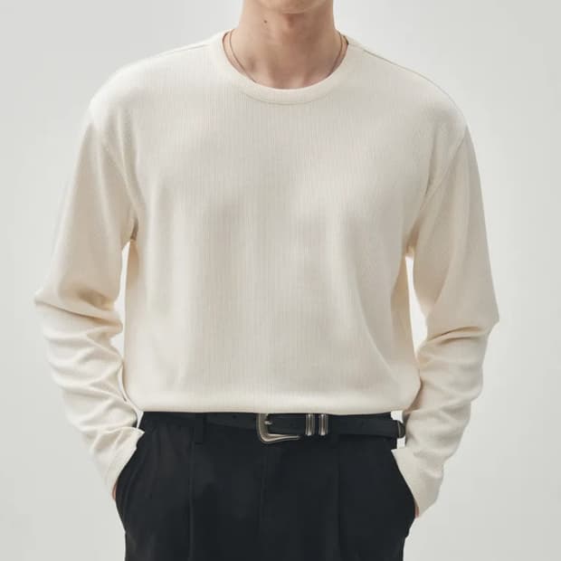 미나브 골지 크롭 롱 슬리브 아이보리 L