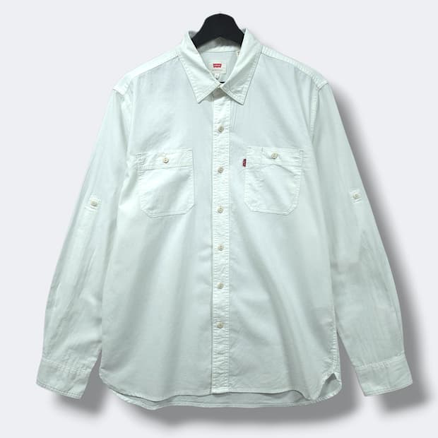 [L] 리바이스 화이트 투포켓 클래식 롤업 코튼 긴팔셔츠