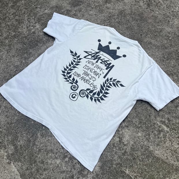 STUSSY TEE / 스투시 뉴욕 런던 도쿄 LA 반팔 티셔츠 화이트
