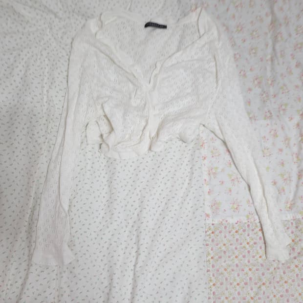 [덤]빈티지 화이트 볼레로 가디건 리즈리사깔 모리 페어리 오리엔탈