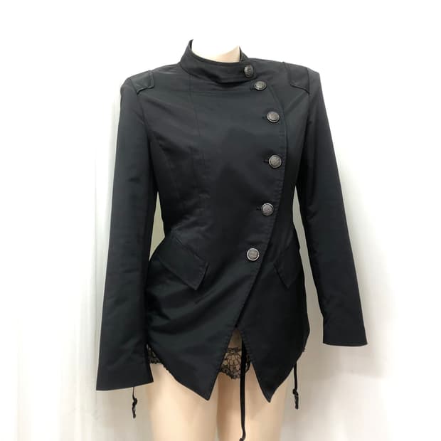 black gold button asymmetric jacket 