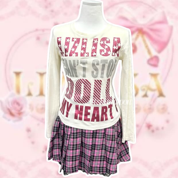 [셋업] 리즈리사돌 긴팔티&캐릭캐릭체인지 체크 스커트