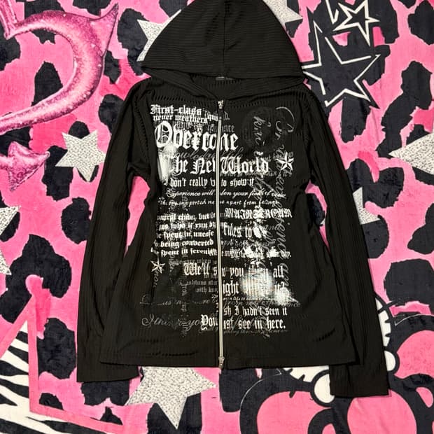 Punk Glitter lettering hoodie zip up