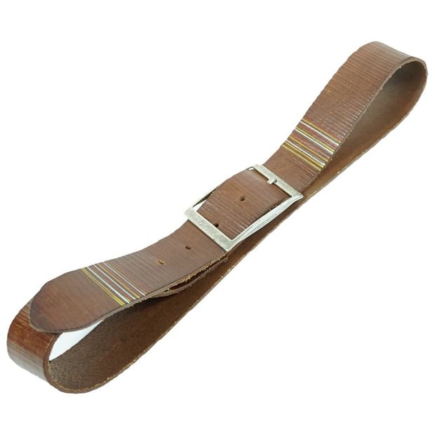 아메카지 무드 유니크 스트라이프 패턴 통가죽 벨트