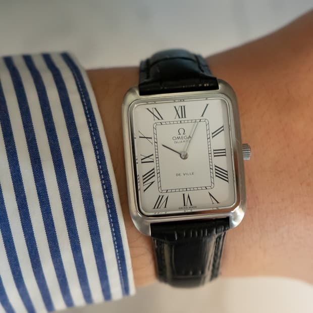 오메가 드빌 탱크 로만 점보 쿼츠 시계