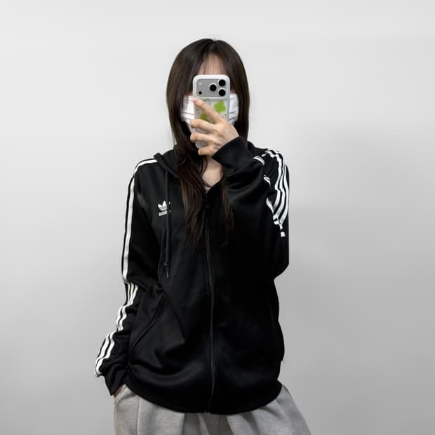아디다스 아디컬러 트랙 후드집업 져지 블랙